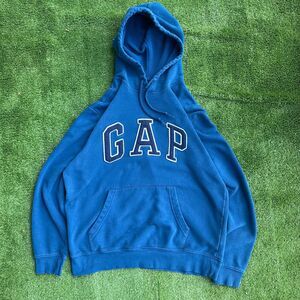 Gap Hoodie Adult Large Blue Spellout Logo Y2K Style Comfort Casual City Fall